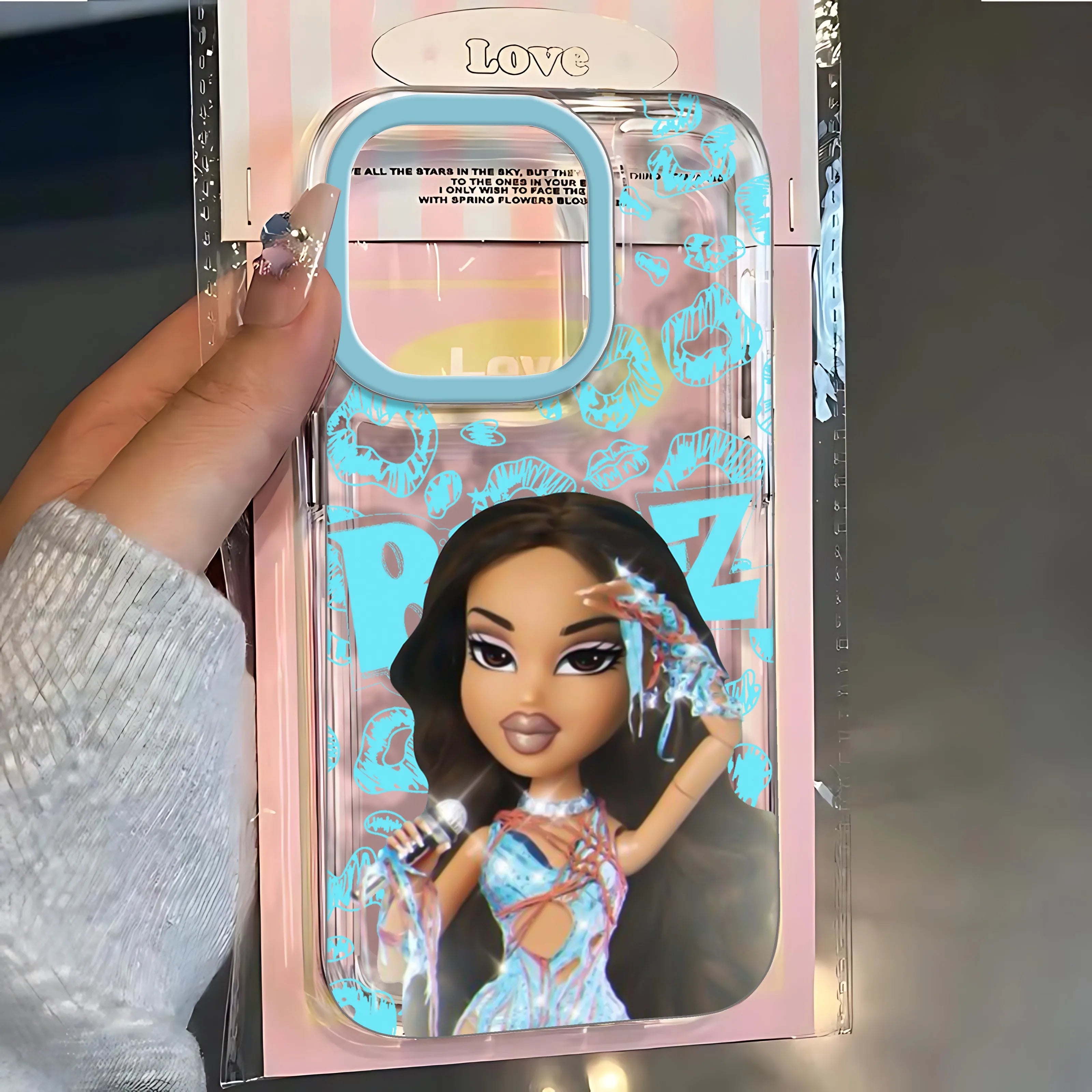 Fashion lovely Doll Bratz Clear Space Phone Case For iPhone 11 12 13 14 15 16 Pro Max Mini X Xs XR 7 8 plus Se2020 Clear Cover