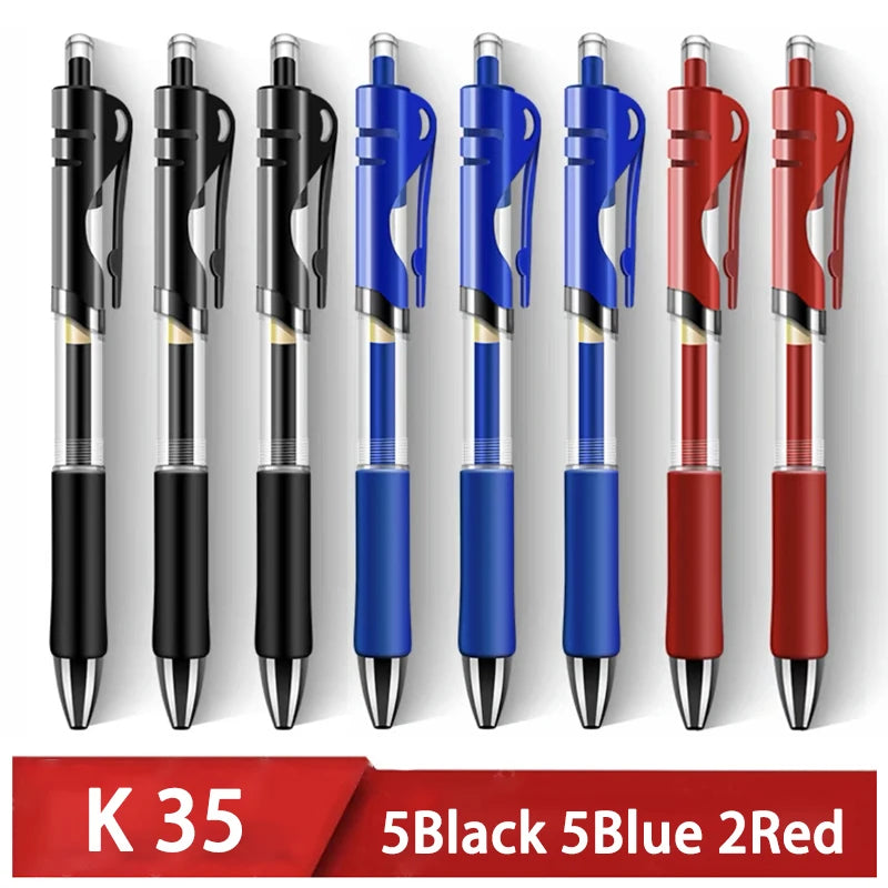Retractable Gel Pen,Black, Red,Blue Ink Ballpoint for Writing,Office and School Supplies,Stationery,0.5mm Retractable,12 Pcs Box