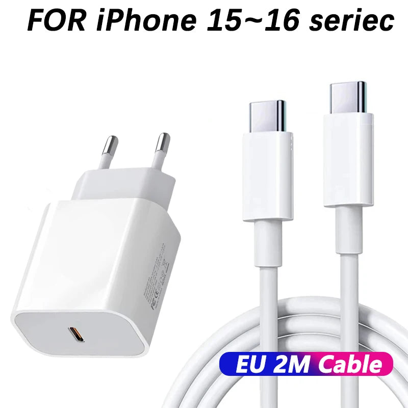 For Original 30W Type C Fast Charger For iPhone 16 15 14 13 12 11 Pro Max Plus PD Charging Cable Charger Phone Accessories