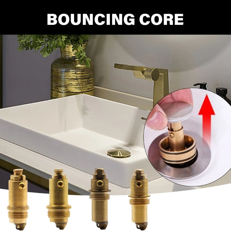 Sink Drain Stopper Plug Bolts Sink Drain Clicks Clacks Plug Bolts Spring Copper Push Spring Plug Bathroom Sink Parts