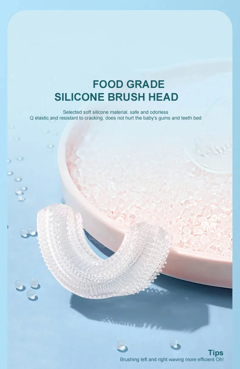 Children U-shaped Electric Toothbrush 360 Degrees Smart Cartoon Kids silicone Toothbrush Automatic Rechargeable Sonic Toothbrush