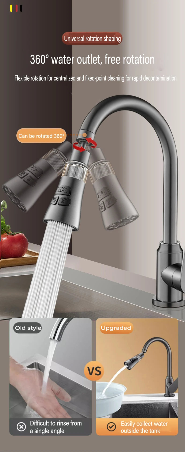 360° Universal Kitchen Faucet Extender With Filter Function Aerator Splash Filter Washbasin Faucet Bubbler Nozzle Aerator