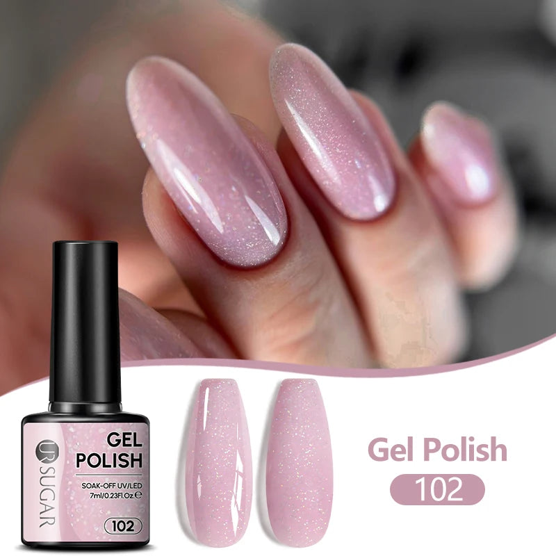 UR SUGAR 7/7.5ml Nude Glitter Color Nail Gel Polish Semi-permanent Varnish Soak Off Nail Art Base Top Coat UV LED Gel Manicure
