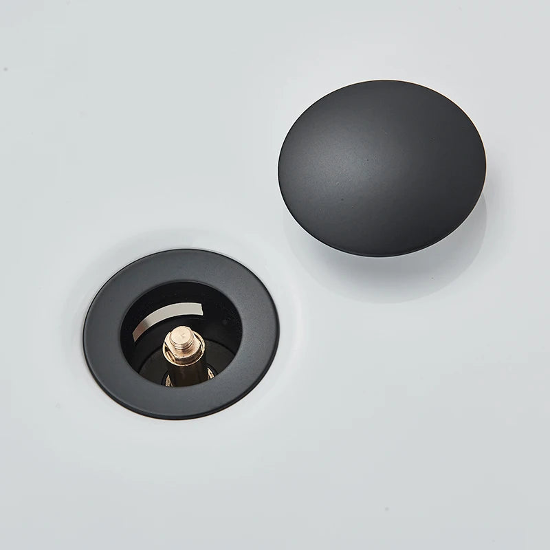 Gold Pop Up Drain Button Bathroom Sink Plug Drainer Siphon Waste Stopper Wash Basin Faucet Accessory Washbasin Pipe Black