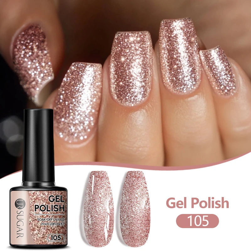UR SUGAR 7/7.5ml Nude Glitter Color Nail Gel Polish Semi-permanent Varnish Soak Off Nail Art Base Top Coat UV LED Gel Manicure