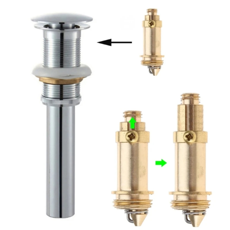 Sink Drain Stopper Plug Bolts Sink Drain Clicks Clacks Plug Bolts Spring Copper Push Spring Plug Bathroom Sink Parts