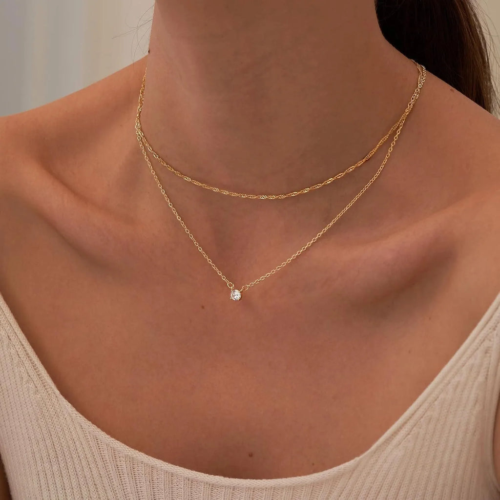 Diamond Necklaces for Women K Gold/Sterling Silver Choker Necklace Simple Gold Plated Jewelry Necklaces for Women Gifts