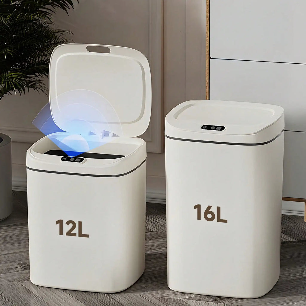 LOVEWE 3.17 Gallon / 4.23 Gallon Bathroom Trash Can With Lid, Non-Contact Automatic Motion Sensor, Smart Sensor Trash Can