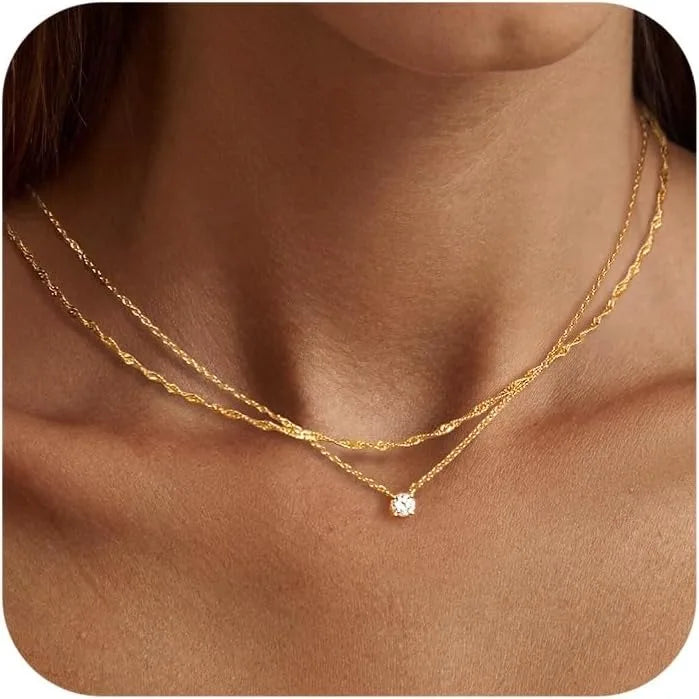 Diamond Necklaces for Women K Gold/Sterling Silver Choker Necklace Simple Gold Plated Jewelry Necklaces for Women Gifts