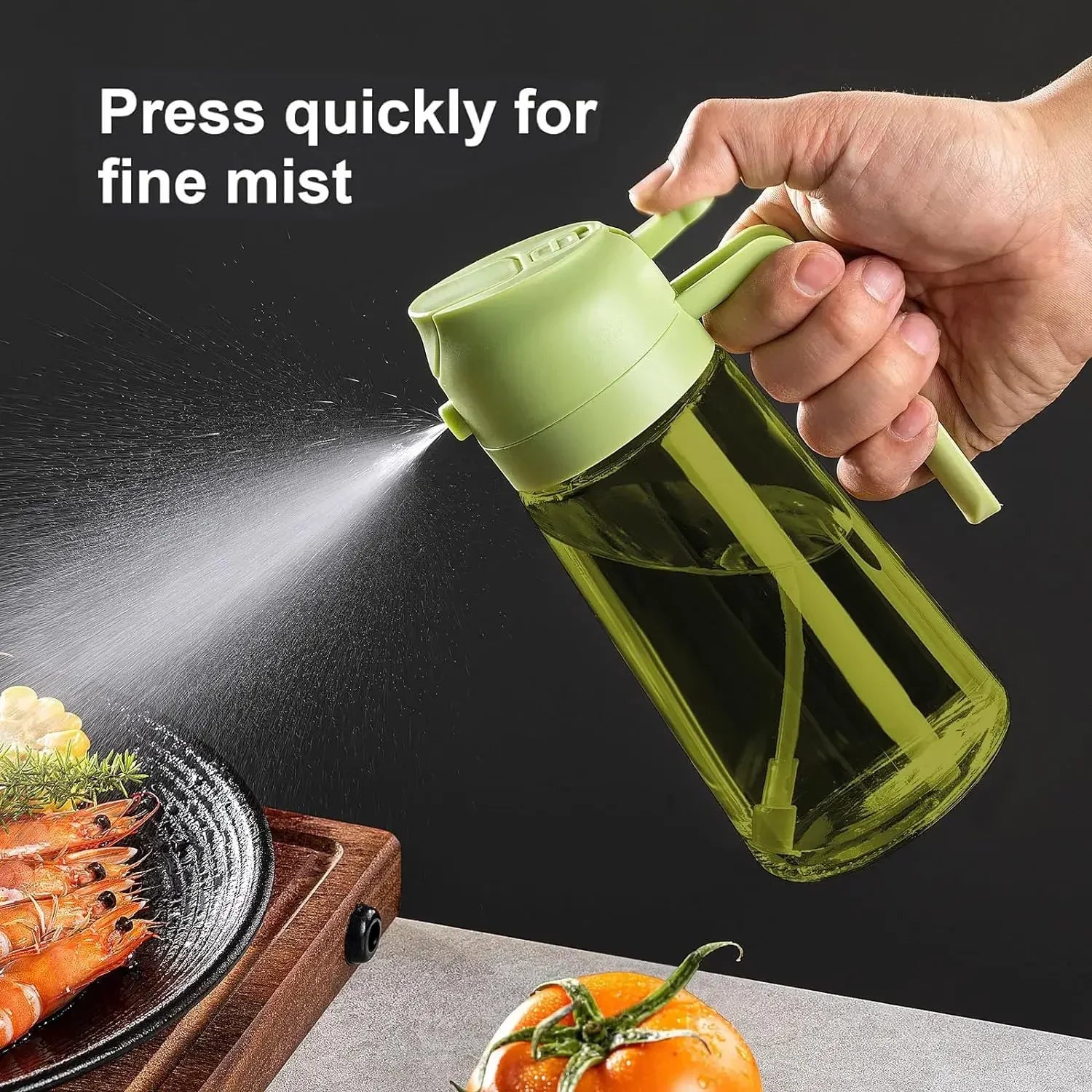 2-in-1 Dark Glass Oil Sprayer Olive Oil Dispenser Black Lightproof Oil Sprayer for Cooking Salads and Barbecues Barbecue Tools