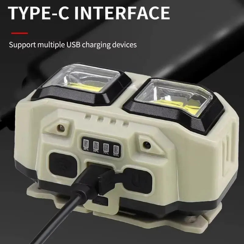 Powerful Induction COB LED Headlamp USB Rechargeable Head Flashlight Work Light Outdoors Camping Search Light Fishing Head Torch