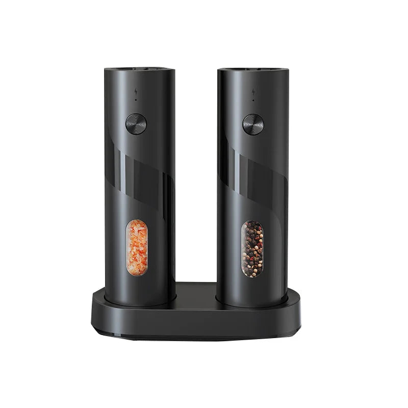 Elektrisches, wiederaufladbares Salz- und Pfeffermühlen-Set mit Top-Fill-System, automatischer Pfeffermühle mit Ladestation und einstellbarem Mahlgrad