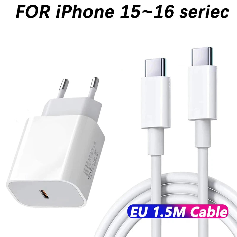 For Original 30W Type C Fast Charger For iPhone 16 15 14 13 12 11 Pro Max Plus PD Charging Cable Charger Phone Accessories
