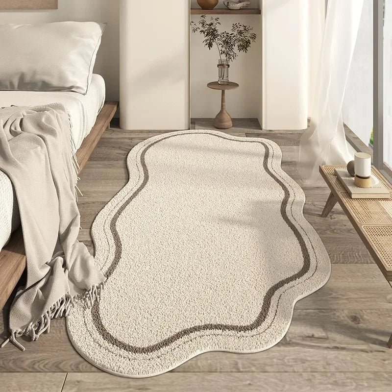 VIKAMA Cream Irregular Carpet Simple Bedroom Carpet Living Room Lounge Area Home Decor Carpet