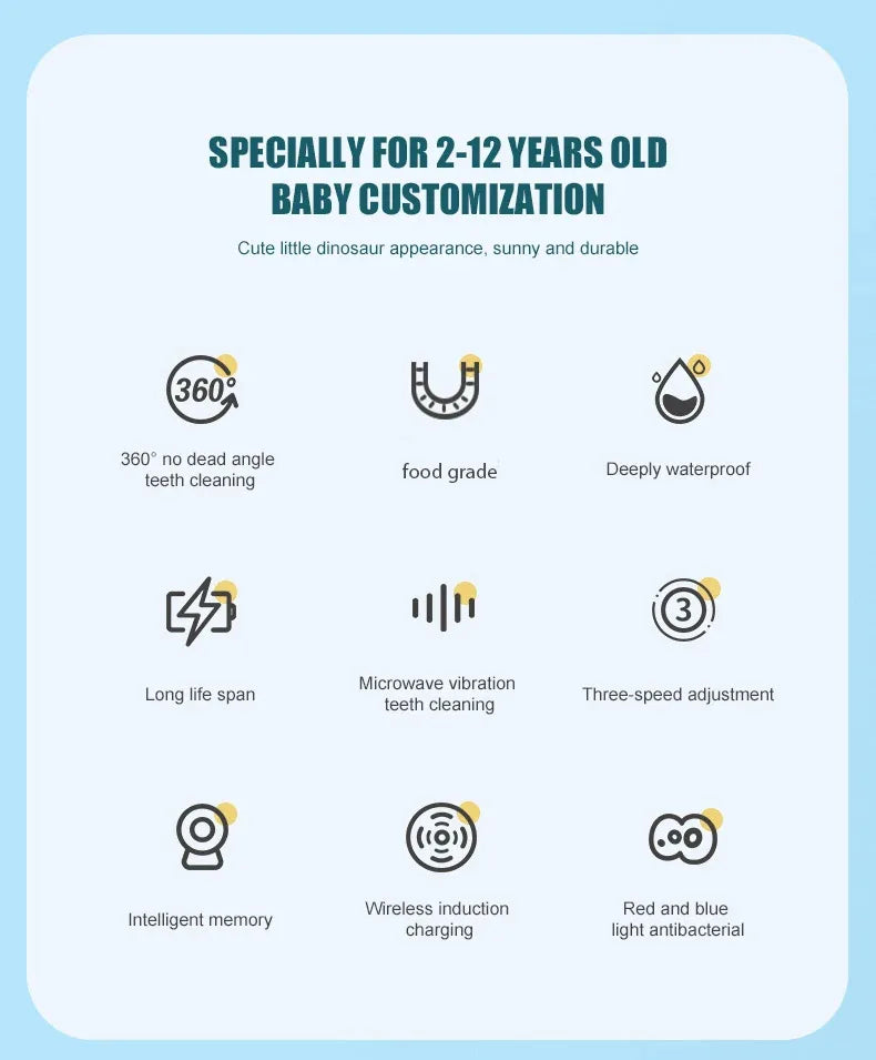 Children U-shaped Electric Toothbrush 360 Degrees Smart Cartoon Kids silicone Toothbrush Automatic Rechargeable Sonic Toothbrush