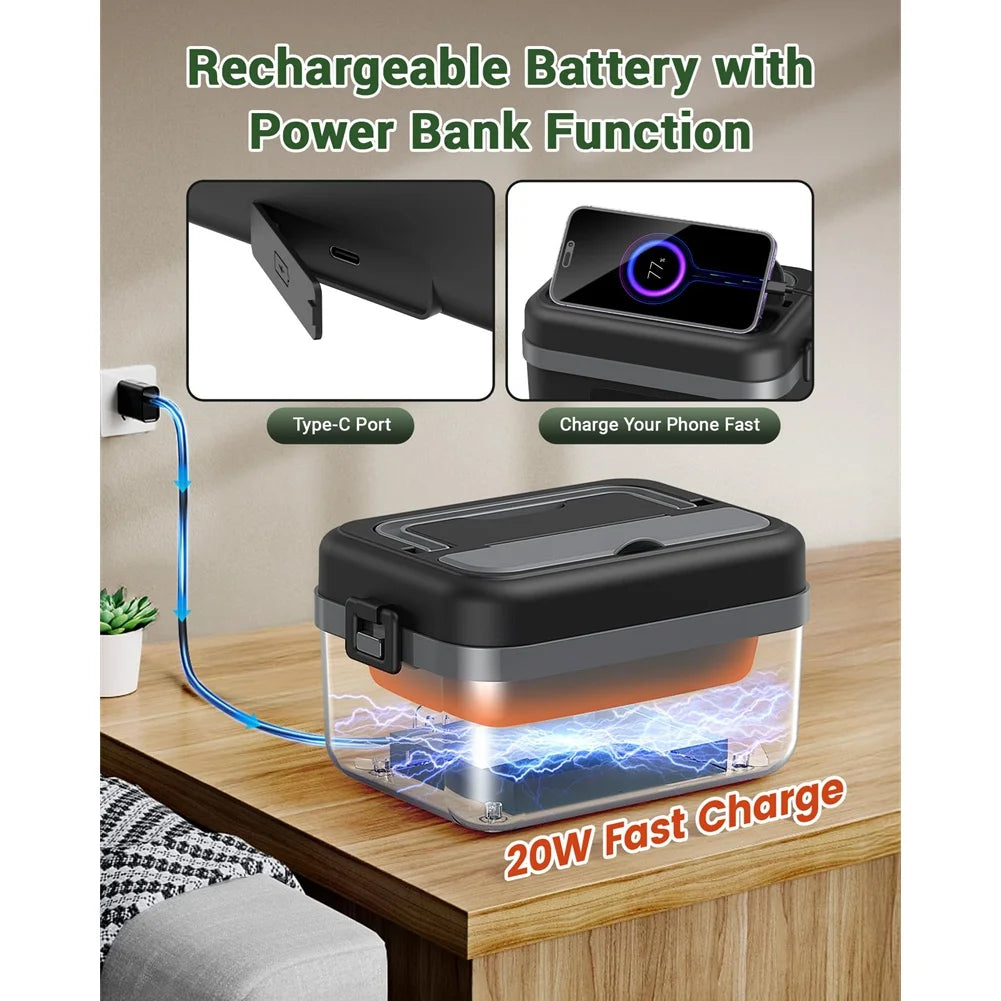 B89B-Cordless Electric Lunch Box For Adults, 16000Mah Rechargeable Self-Heating Food Warmers For Office Car Outdoor