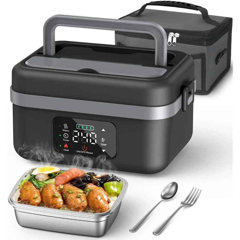 B89B-Cordless Electric Lunch Box For Adults, 16000Mah Rechargeable Self-Heating Food Warmers For Office Car Outdoor