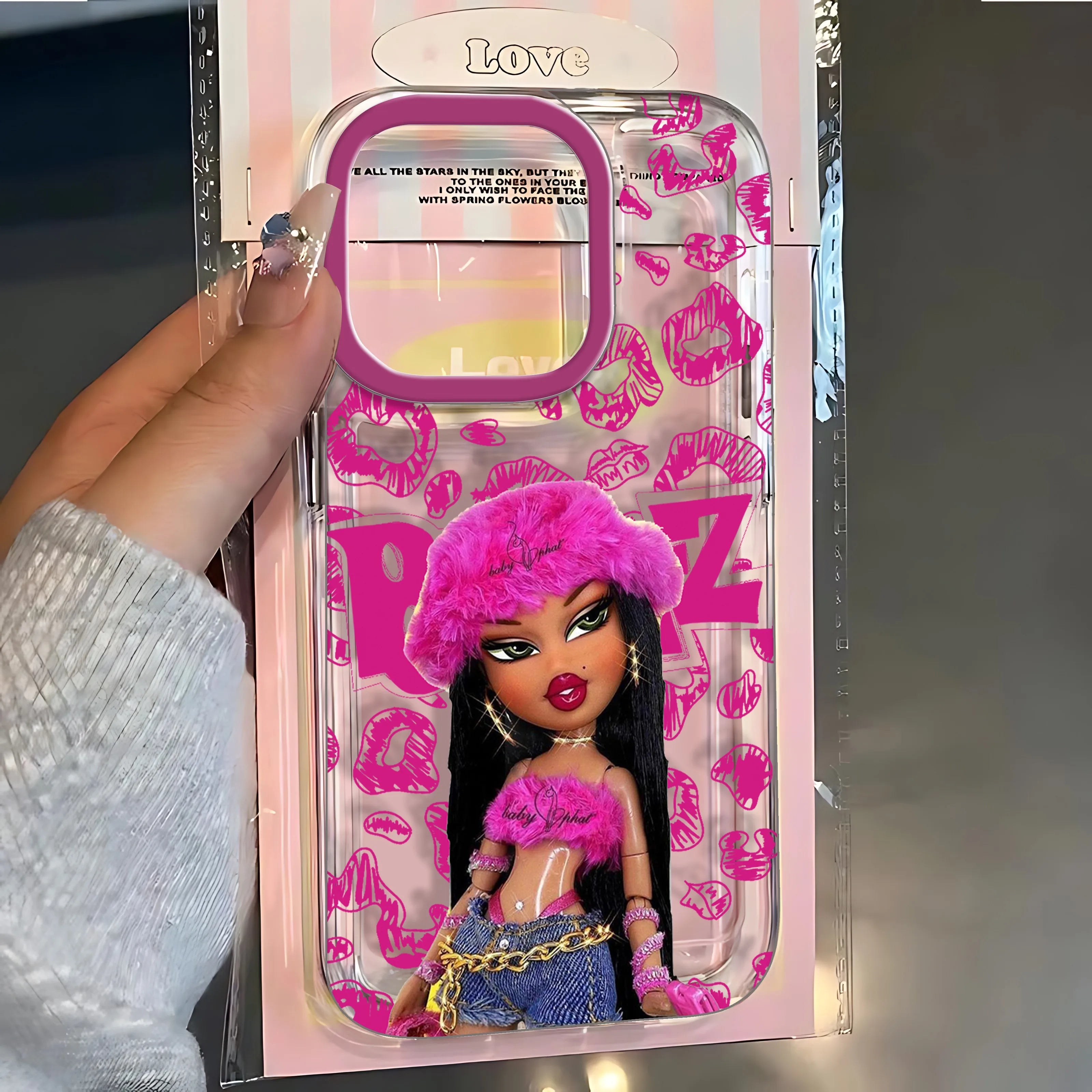 Fashion lovely Doll Bratz Clear Space Phone Case For iPhone 11 12 13 14 15 16 Pro Max Mini X Xs XR 7 8 plus Se2020 Clear Cover