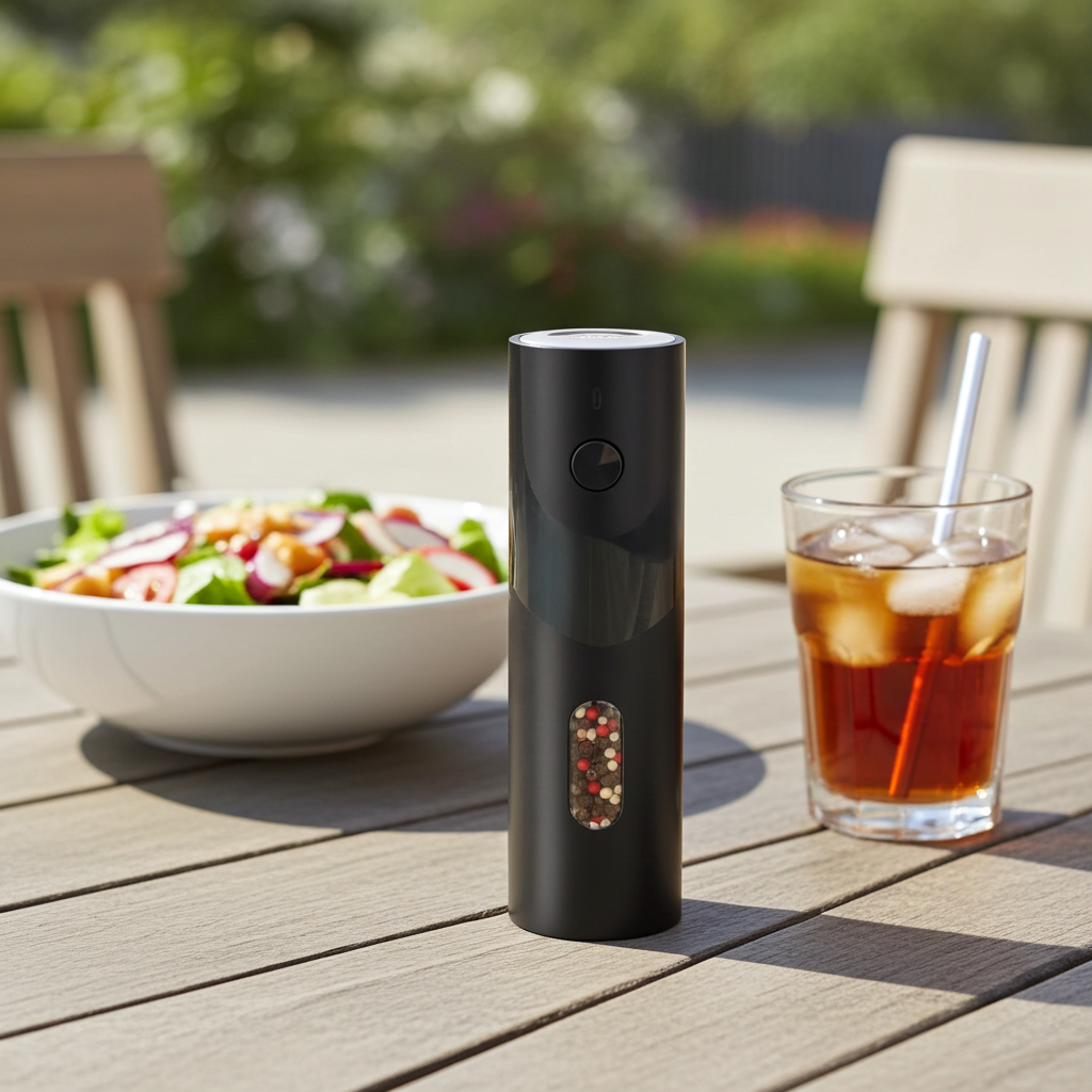 Elektrisches, wiederaufladbares Salz- und Pfeffermühlen-Set mit Top-Fill-System, automatischer Pfeffermühle mit Ladestation und einstellbarem Mahlgrad